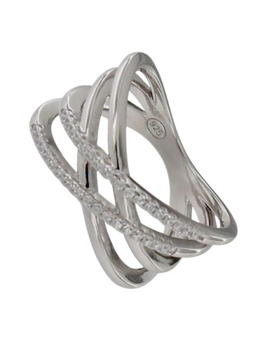 S-2214 - SORTIJA DE PLATA CON MOTIVO DE CIRCONITA ON 4 TIRAS