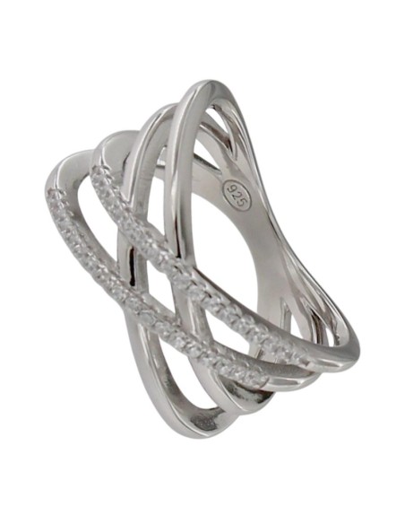 S-2214 - SORTIJA DE PLATA CON MOTIVO DE CIRCONITA ON 4 TIRAS