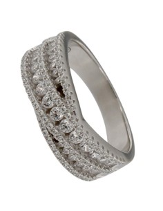 S-2264 - SORTIJA DE PLATA CON TIRAS ENTRELAZADAS DE CIRCONITA DE 7 MM 2
