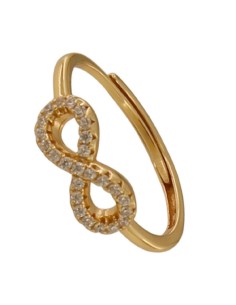 S-2278 - SORTIJA DE PLATA CHAPADA EN ORO CON MOTIVO DE INFINITO CON ABERTURA TRASERA