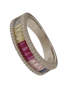 S-2313 - SORTIJA DE PLATA CON CIRCONITA Y PIEDRA DE COLOR 