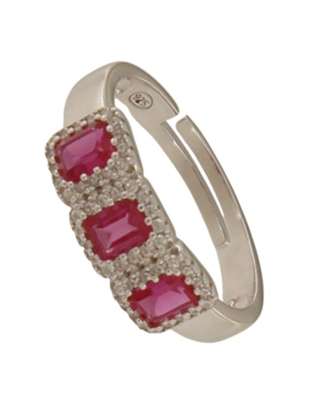 S-2325 - SORTIJA DE PLATA CON CIRCONITA Y PIEDRA FUCSIA