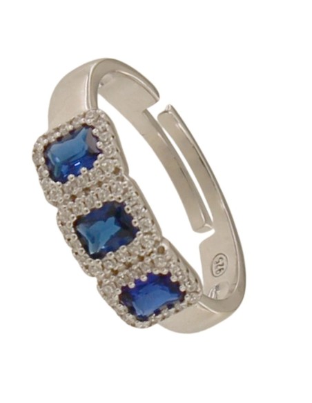 S-2333 - SORTIJA DE PLATA CON CIRCONITA Y PIEDRA AZUL