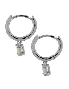 CRI-1239 - CRIOLLA DE PLATA CON CIRCONITA DE 10 MM Y CIRCONITA CUADRADA COLGANTE DE 5 MM 2