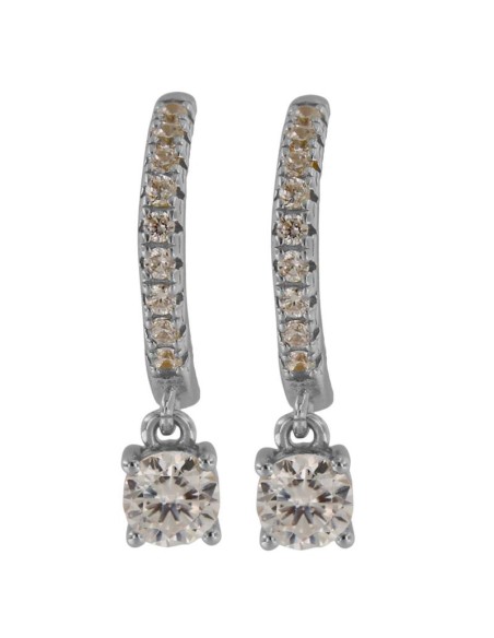 CRI-1241 - CRIOLLA DE PLATA CON CIRCONITA DE 10 MM Y CIRCONITA REDONDA COLGANTE DE 5 MM