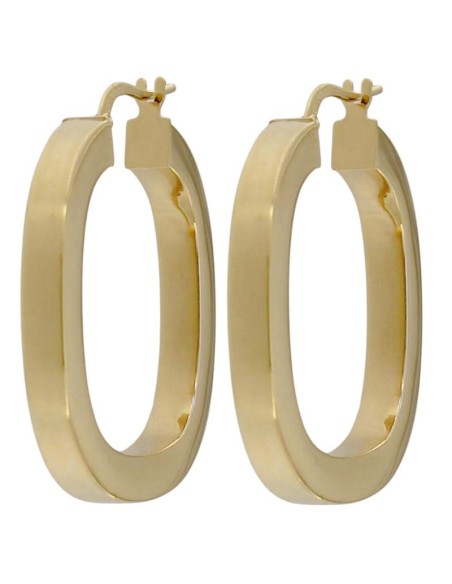 CRI-1298 - CRIOLLA DE PLATA CHAPADA EN ORO TUBO CUADRADO 40 MM EXT. 