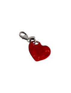 COLG-437 - COLGANTE EN FORMA DE CORAZÓN CON MOSQUETÓN PLATA Y ROJO DE 17 MM X 18 MM