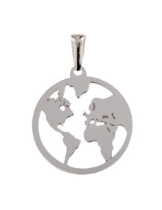 COLG-847 - COLGANTE DE PLATA DEL MAPA MUNDO DE 34 MM