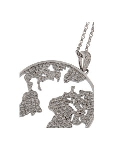 COLG-850 - COLGANTE DE PLATA MAPA MUNDI CON CIRCONITA DE 32 MM 2