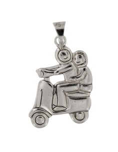 COLG-911 - COLGANTE DE PLATA CON FORMA DE VESPA CON PAREJA 21X17 MM