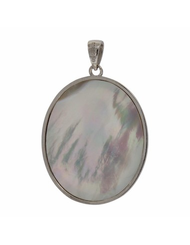 COLG-967 - COLGANTE DE PLATA Y NÁCAR VIRGEN DE LOS DESAMPARADOS DE 25 MM X 30 MM