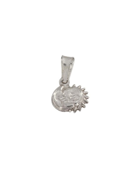 COLG-746 - COLGANTE DE PLATA EN FORMA DE SOL Y LUNA UNIDOS DE 10 MM X 12 MM