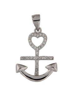 COLG-775 - COLGANTE DE PLATA CON MOTIVO DE ANCLA CON CIRCONITA DE 17 MM X 22 MM