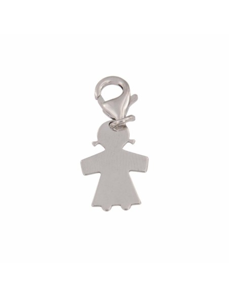 COLG-788 - COLGANTE DE PLATA CON FORMA DE NIÑA CON MOSQUETÓN DE 13 MM X 17 MM