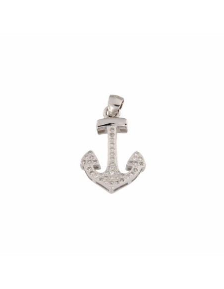 COLG-736 - COLGANTE DE PLATA EN FORMA DE ANCLA CON CIRCONITA DE 15 MM X 21 MM