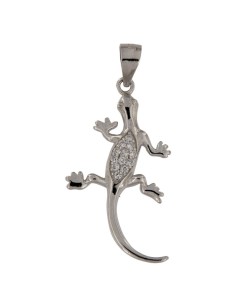 COLG-778 - COLGANTE DE PLATA CON MOTIVO DE SALAMANDRA CON CIRCONITA DE 15 MM X 28 MM