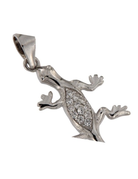 COLG-778 - COLGANTE DE PLATA CON MOTIVO DE SALAMANDRA CON CIRCONITA DE 15 MM X 28 MM