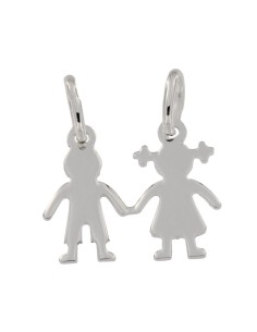 COLG-947 - COLGANTE DE PLATA CON MOTIVO DE NIÑO Y NIÑA 17 MM X 20 MM