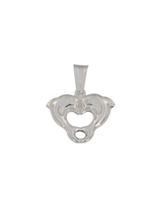 COLG-755 - COLGANTE DE PLATA CON FORMA DE DELFINES UNIDOS EN FORMA DE CORAZÓN DE 15 MM X 17 MM