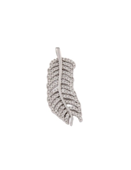 COLG-707 - COLGANTE DE PLATA EN FORMA DE HOJA CON CIRCONITA DE 11 MM X 35 MM