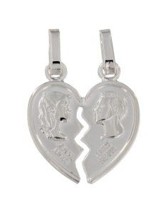 COLG-60 - COLGANTE CORAZON PARTIDO CON RELIEVE EN PLATA DE 20 MM 
