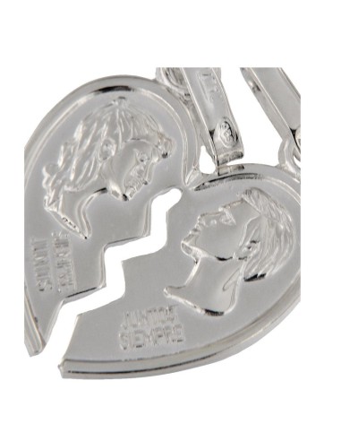 COLG-60 - COLGANTE CORAZON PARTIDO CON RELIEVE EN PLATA DE 20 MM 
