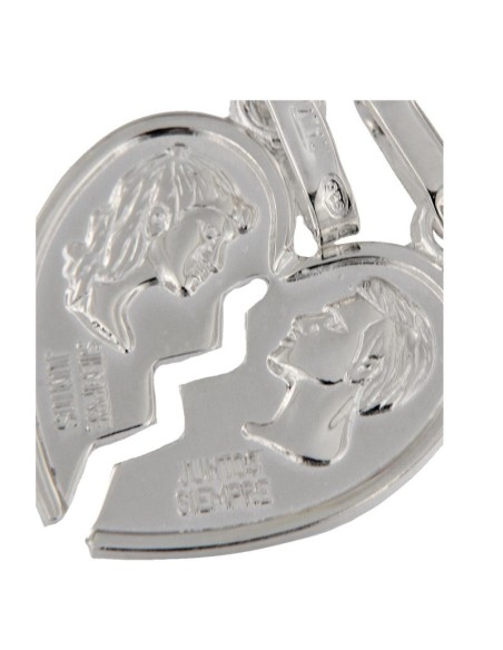 COLG-60 - COLGANTE CORAZON PARTIDO CON RELIEVE EN PLATA DE 20 MM 