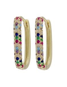 CRI-1097 - CRIOLLA DE PLATA CHAPADA EN ORO CON CIRCONITA DE COLORES DE 10 MM X 15 MM 