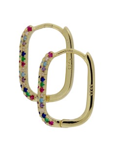 CRI-1097 - CRIOLLA DE PLATA CHAPADA EN ORO CON CIRCONITA DE COLORES DE 10 MM X 15 MM  2