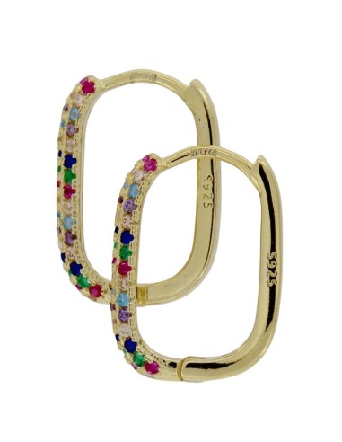 CRI-1097 - CRIOLLA DE PLATA CHAPADA EN ORO CON CIRCONITA DE COLORES DE 10 MM X 15 MM 