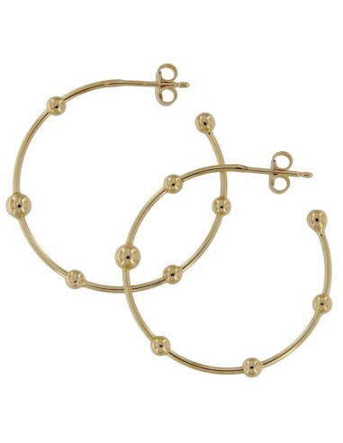 CRI-1215 - CRIOLLA DE PLATA CHAPADO EN ORO CON BOLAS DE PLATA DE DOS TAMAÑOS 3 Y 4 MM Y 30 MM INT