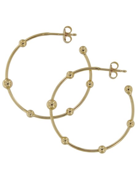 CRI-1215 - CRIOLLA DE PLATA CHAPADO EN ORO CON BOLAS DE PLATA DE DOS TAMAÑOS 3 Y 4 MM Y 30 MM INT