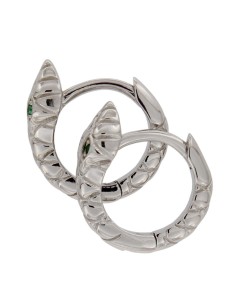 CRI-1011 - CRIOLLA DE PLATA CON MOTIVO DE SERPIENTE CON PIEDRA VERDE EN LOS OJOS DE 8 MM 2