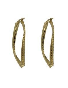 CRI-1043 - CRIOLLA DE PLATA CON MOTIVO OVALADO CHAPADO EN ORO DIAMANTADO DE 40 MM X 20 MM