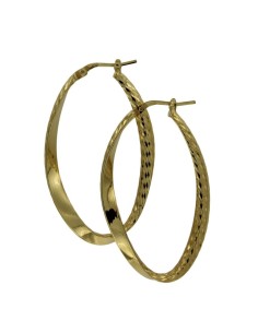 CRI-1043 - CRIOLLA DE PLATA CON MOTIVO OVALADO CHAPADO EN ORO DIAMANTADO DE 40 MM X 20 MM 2