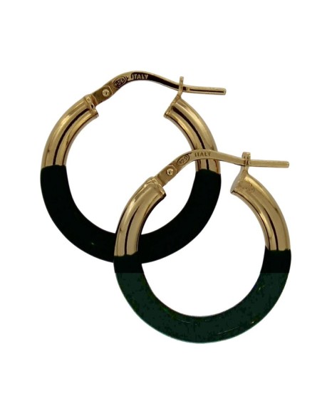 CRI-887 - CRIOLLA DE PLATA CHAPADO EN ORO CON ESMALTE EN VERDE OSCURO DE 12 MM DIÁMETRO Y 3 MM DE GROSOR 