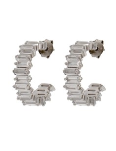 CRI-1035 - CRIOLLA DE PLATA CON PIEDRA BLANCA DE 15 MM  