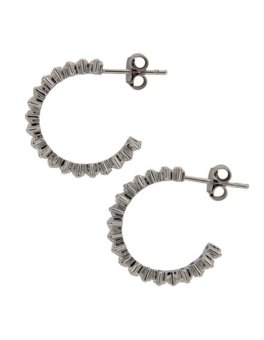 CRI-1035 - CRIOLLA DE PLATA CON PIEDRA BLANCA DE 15 MM  