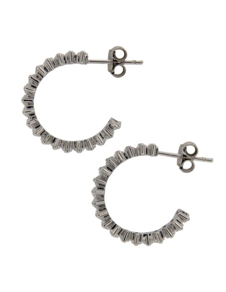 CRI-1035 - CRIOLLA DE PLATA CON PIEDRA BLANCA DE 15 MM  