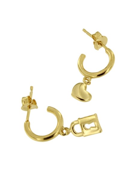 CRI-702 - CRIOLLA DE PLATA CHAPADA EN ORO CON MOTIVO DE CORAZÓN Y CANDADO