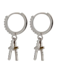 CRI-1077 - CRIOLLA DE PLATA CON CIRCONITA DE 8 MM Y CRUCES COLGANTES DE 10 MM 2