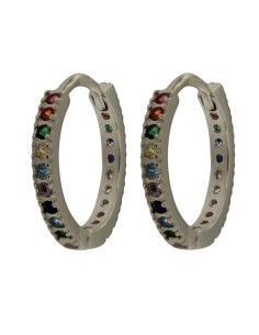 CRI-825 - CRIOLLA DE PLATA CON PIEDRA DE COLOR DE 12 MM DE DIÁMETRO