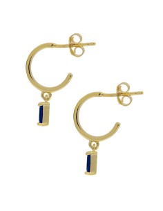 CRI-971 - CRIOLLA DE PLATA CHAPADO EN ORO DE 10 MM Y PIEDRA DE COLOR AZUL DE 3 MM X 6 MM  2