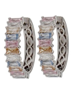 CRI-1070 - CRIOLLA DE PLATA CON PIEDRA DE COLORES DE 20 MM