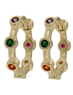 CRI-1075 - CRIOLLA DE PLATA CHAPADA EN ORO CON CHATONES DE COLORES DE 10 MM