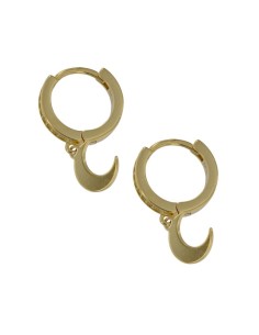 CRI-949 - CRIOLLA DE PLATA CHAPADA EN ORO CON CIRCONITA Y LUNA DE 10 MM COLGANTE Y 10 MM DE DIÁMETRO  2