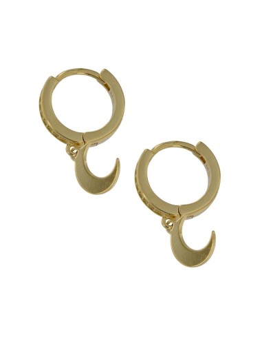 CRI-949 - CRIOLLA DE PLATA CHAPADA EN ORO CON CIRCONITA Y LUNA DE 10 MM COLGANTE Y 10 MM DE DIÁMETRO 