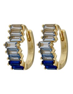 CRI-1029 - CRIOLLA DE PLATA CHAPADA EN ORO CON PIEDRA DE COLORES DE 10 MM  