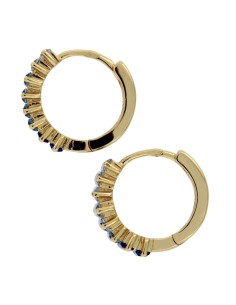 CRI-1029 - CRIOLLA DE PLATA CHAPADA EN ORO CON PIEDRA DE COLORES DE 10 MM   2