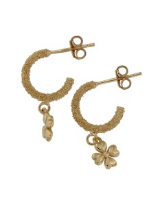 CRI-932 - CRIOLLA DE PLATA CHAPADA EN ORO DIAMANTADA DE 8 MM INT. CON MOTIVO DE FLOR COLGANTE DE 7 MM 2